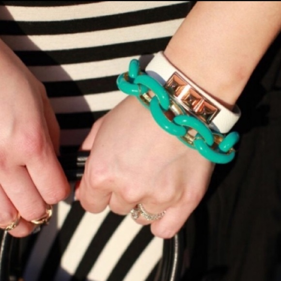 LAST 1! Turquoise Enamel Link Bracelet - Picture 2 of 2